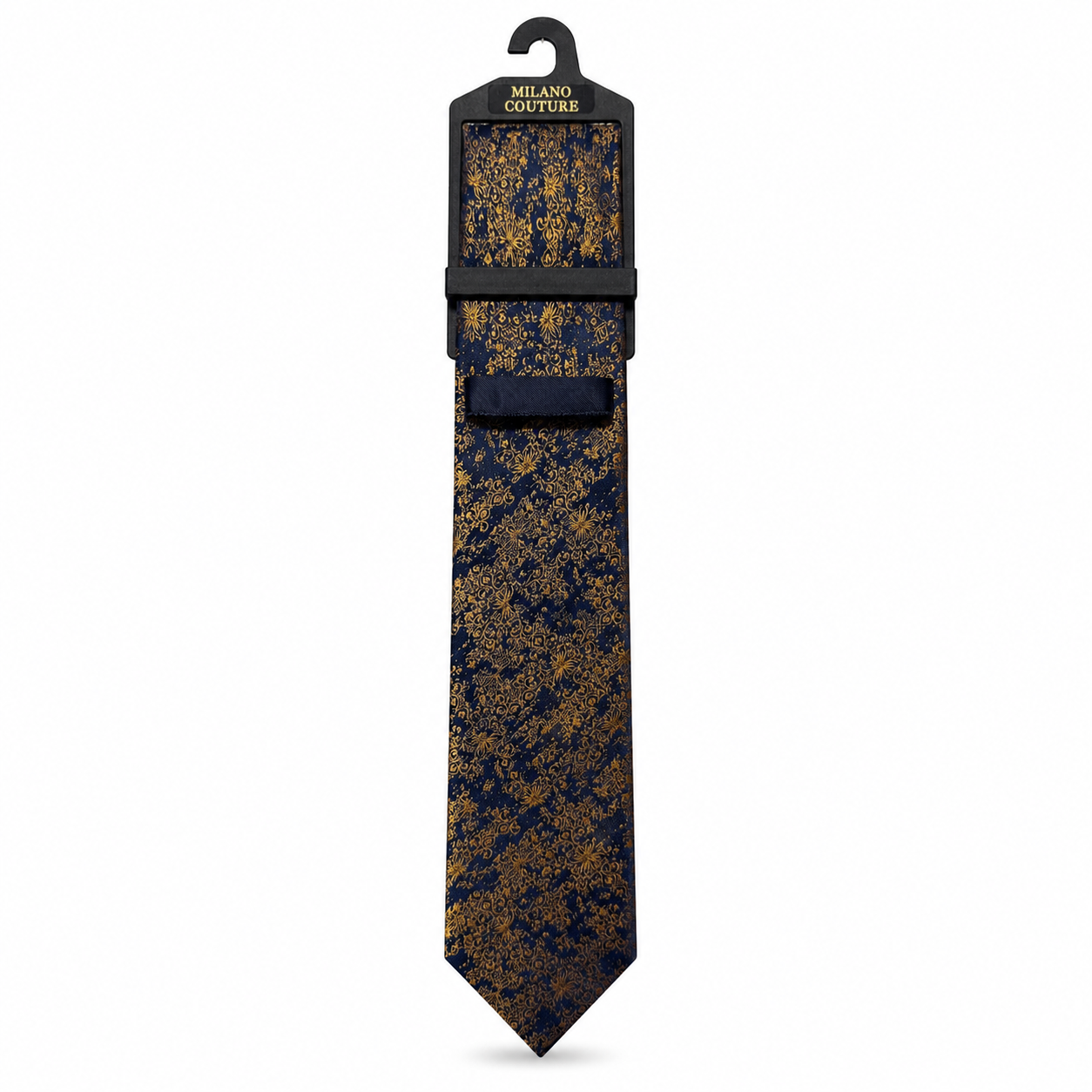 MC Floral - Tie & Pocket Square Set in Navy & Yellow
