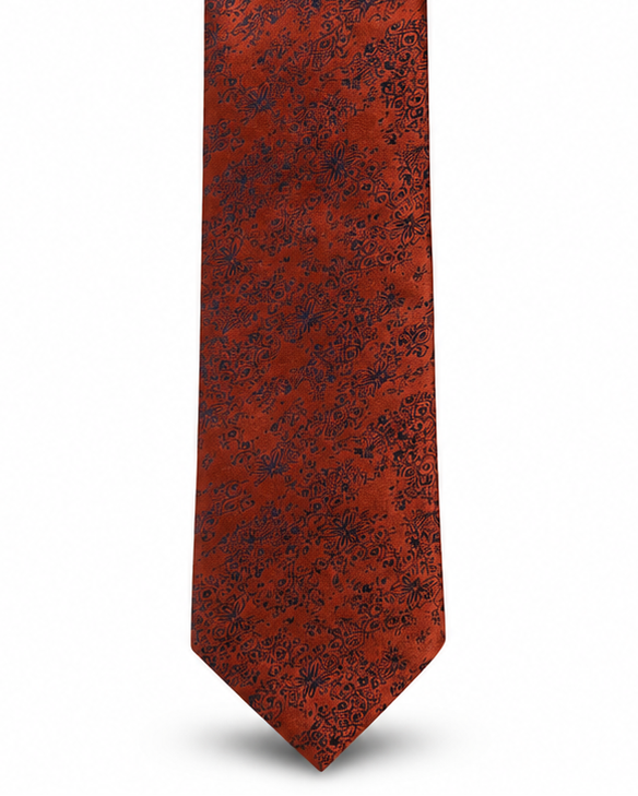 MC Floral - Tie & Pocket Square Set in Orange & Navy