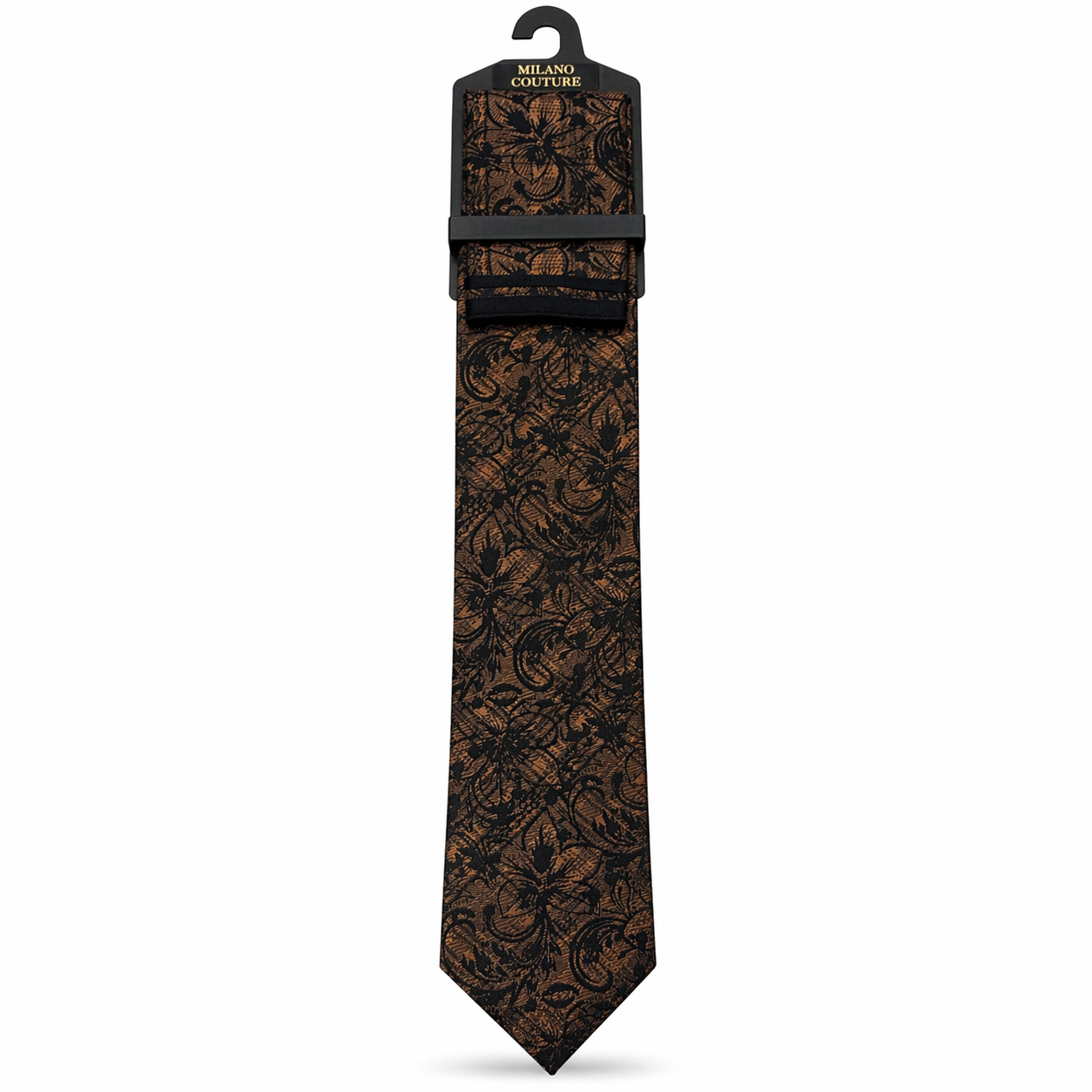 MC Floral Jacquard - Brown Tie & Pocket Square Set