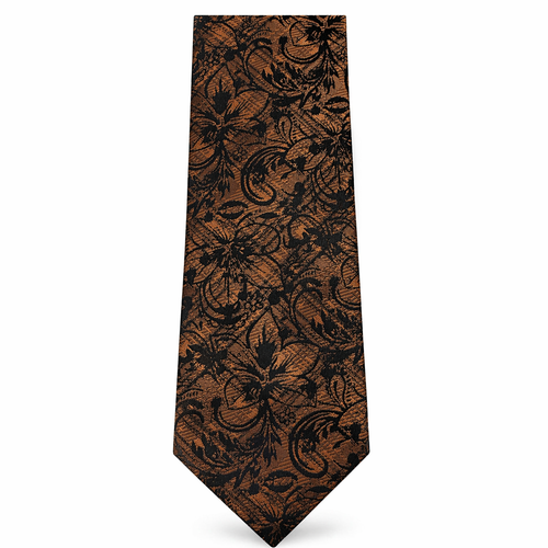 MC Floral Jacquard - Brown Tie & Pocket Square Set