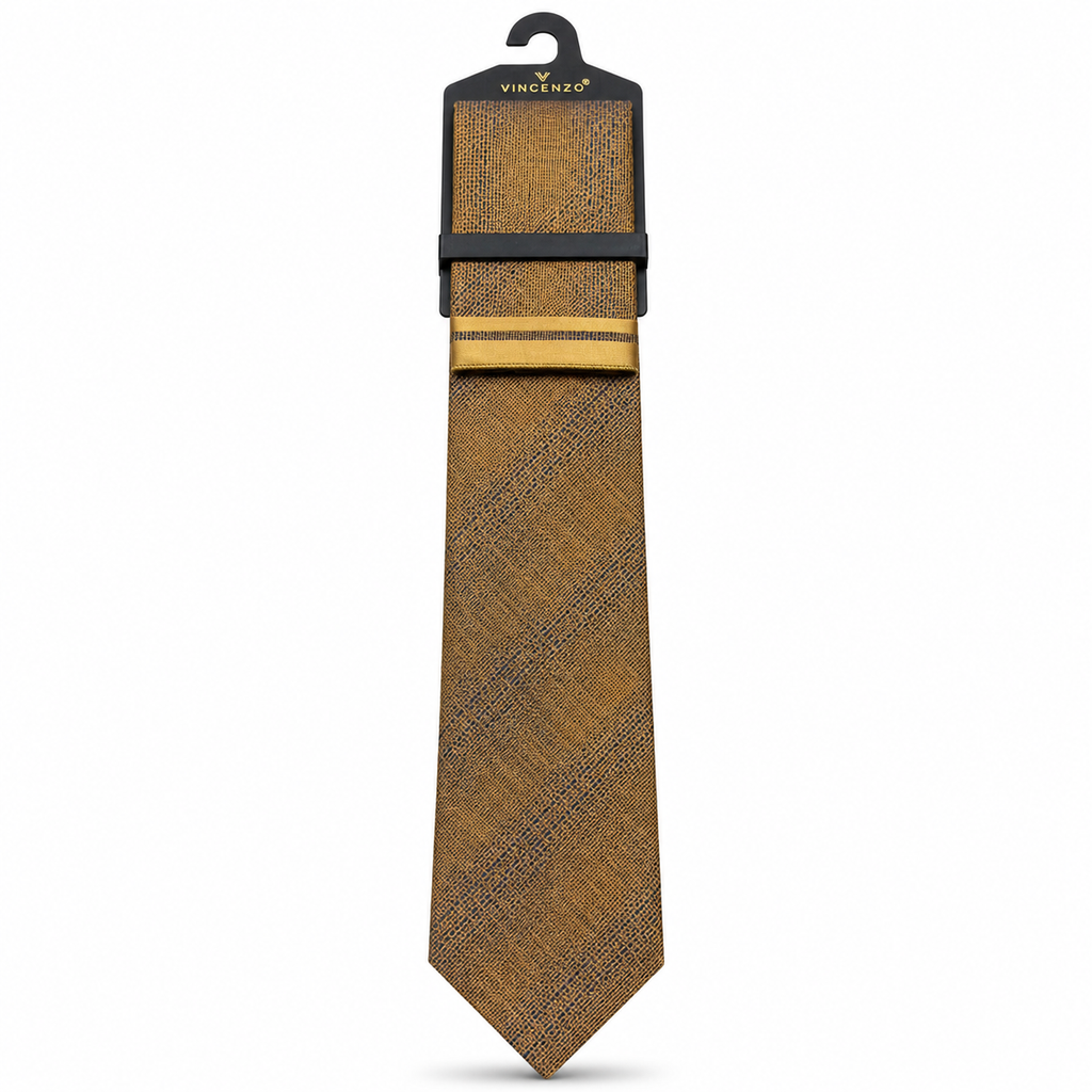 MC Houndstooth - Tie & Pocket Square Set in Gold