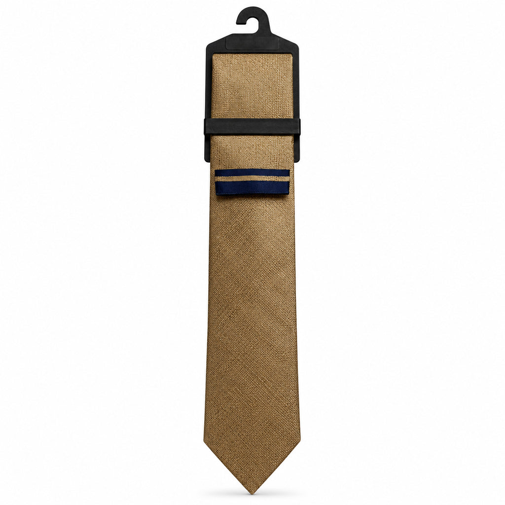 MC Houndstooth - Tie & Pocket Square Set in Light Gold & Navy