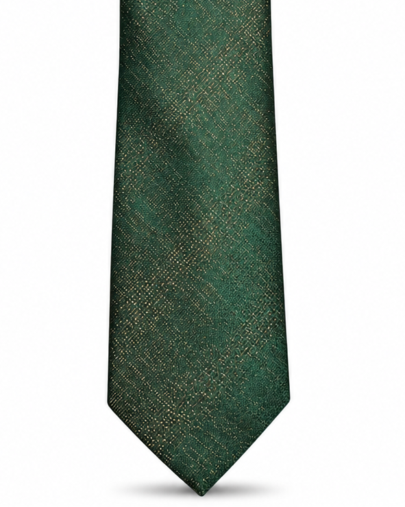 MC Houndstooth - Tie & Pocket Square Set in Olive & Gold