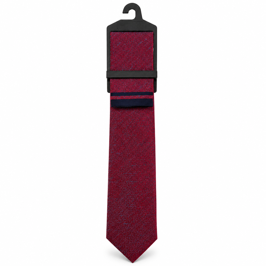 MC Houndstooth - Tie & Pocket Square Set in Red & Navy