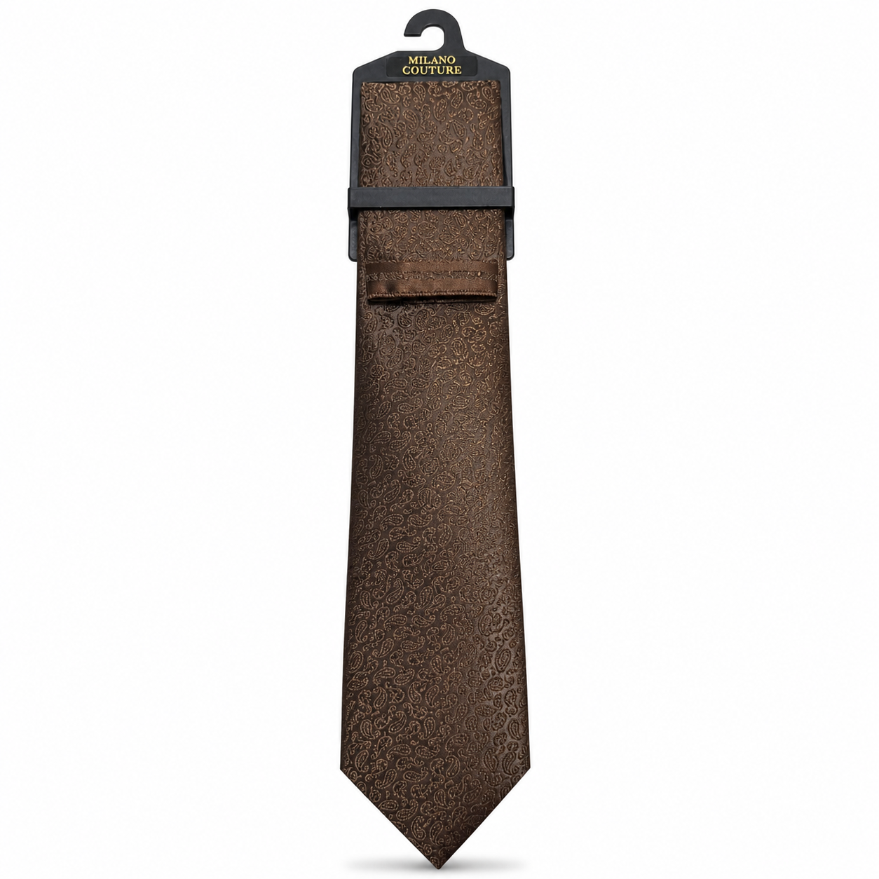 MC Mini Paisley - Tie & Pocket Square Set in Brown
