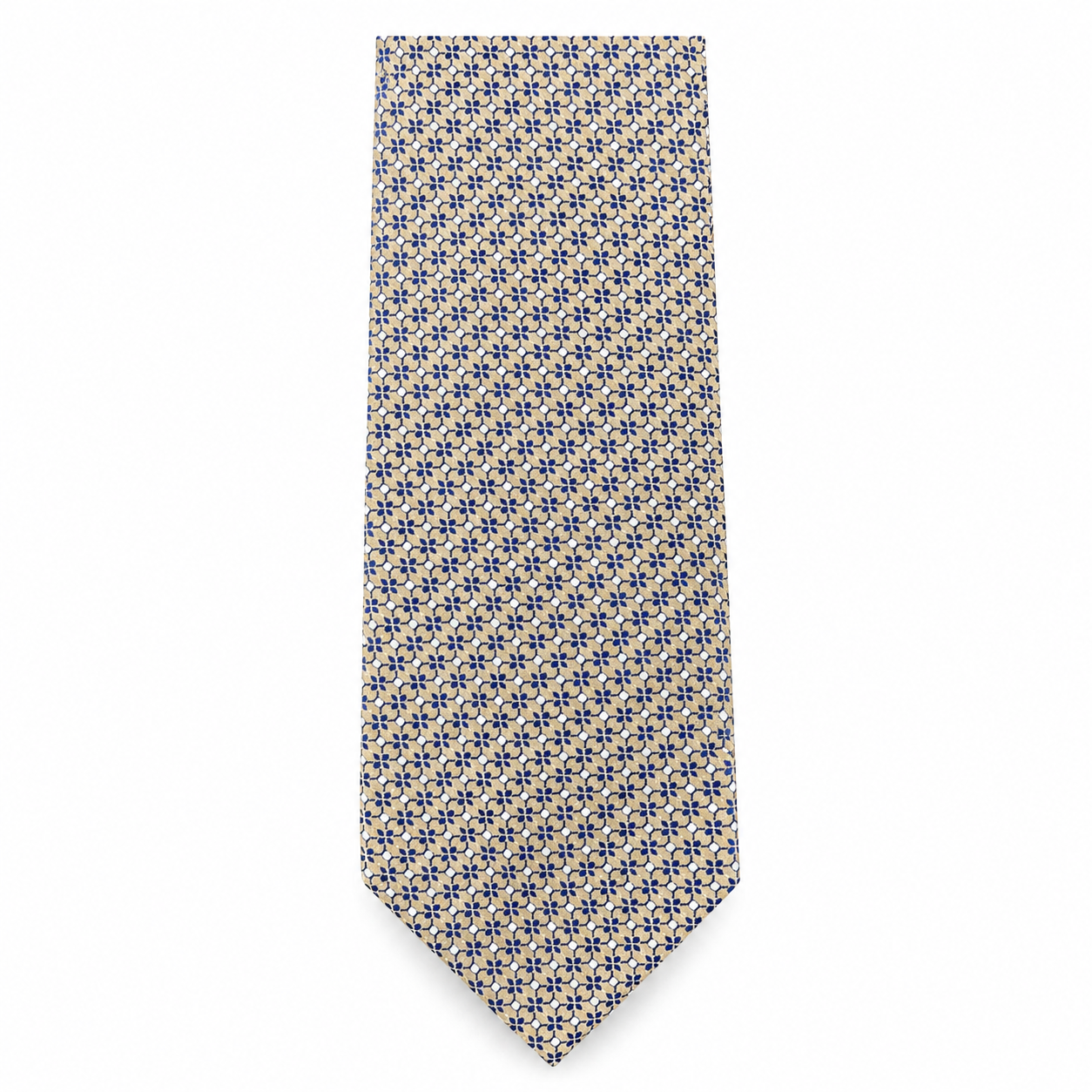 MC Motif - Tie & Pocket Square Set in White & Gold