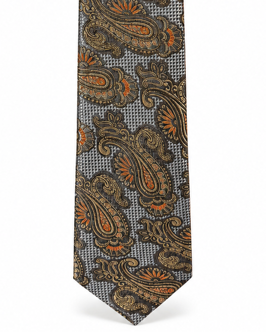 MC Paisley - Tie & Pocket Square Set in Gold & Grey