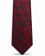 MC Paisley - Tie & Pocket Square Set in Red & Black