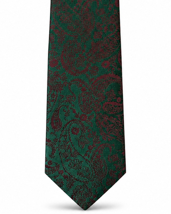 MC Paisley - Tie & Pocket Square Set in Red & Green