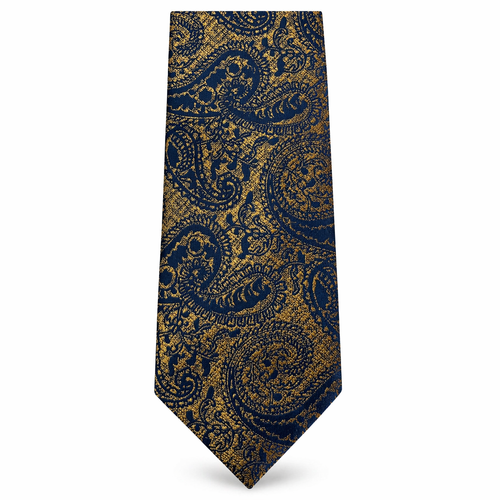 MC Paisley Luxe - Gold & Navy Tie & Pocket Square Set