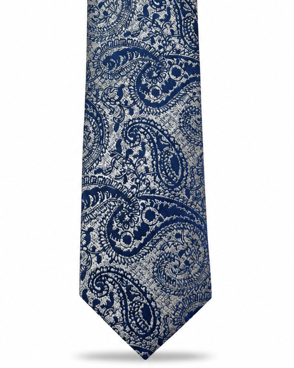 MC Paisley Luxe - Tie & Pocket Square Set in Grey & Navy