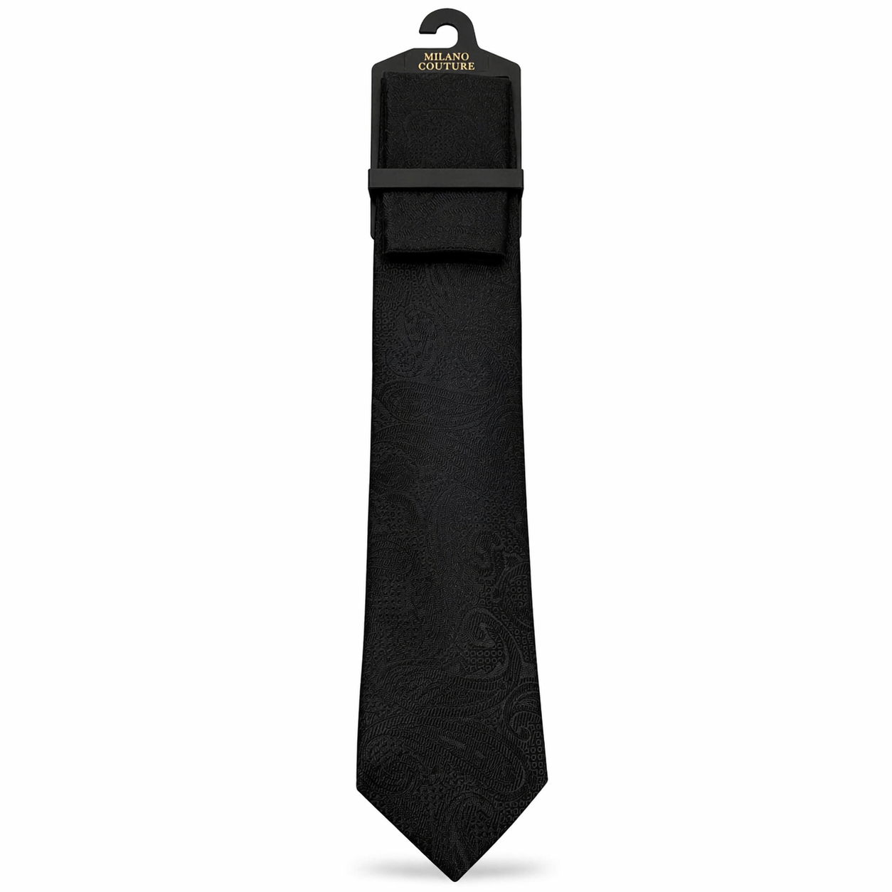 MC Paisley Striped - Black Tie & Pocket Square Set