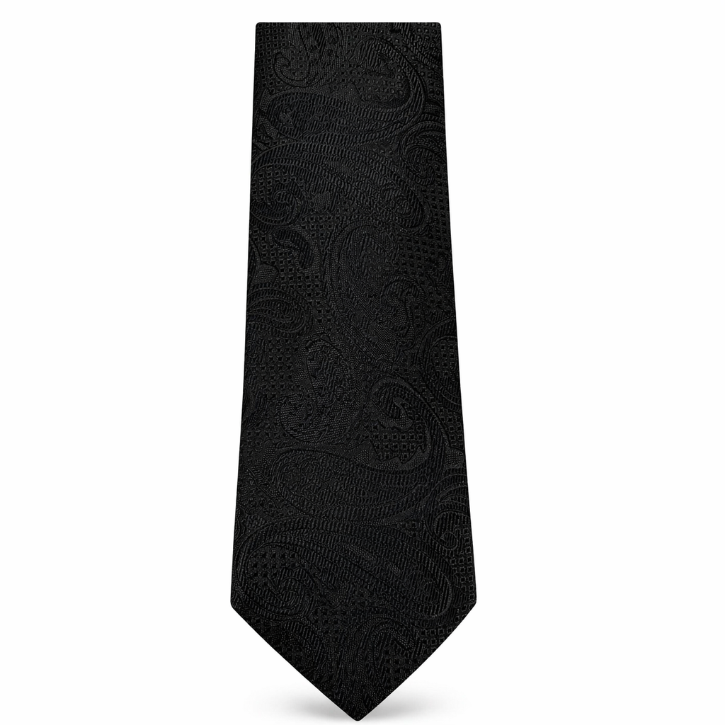 MC Paisley Striped - Black Tie & Pocket Square Set