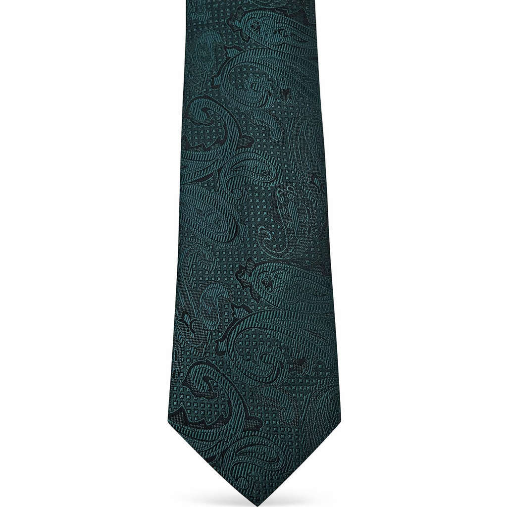 MC Paisley Striped - Green Tie & Pocket Square Set