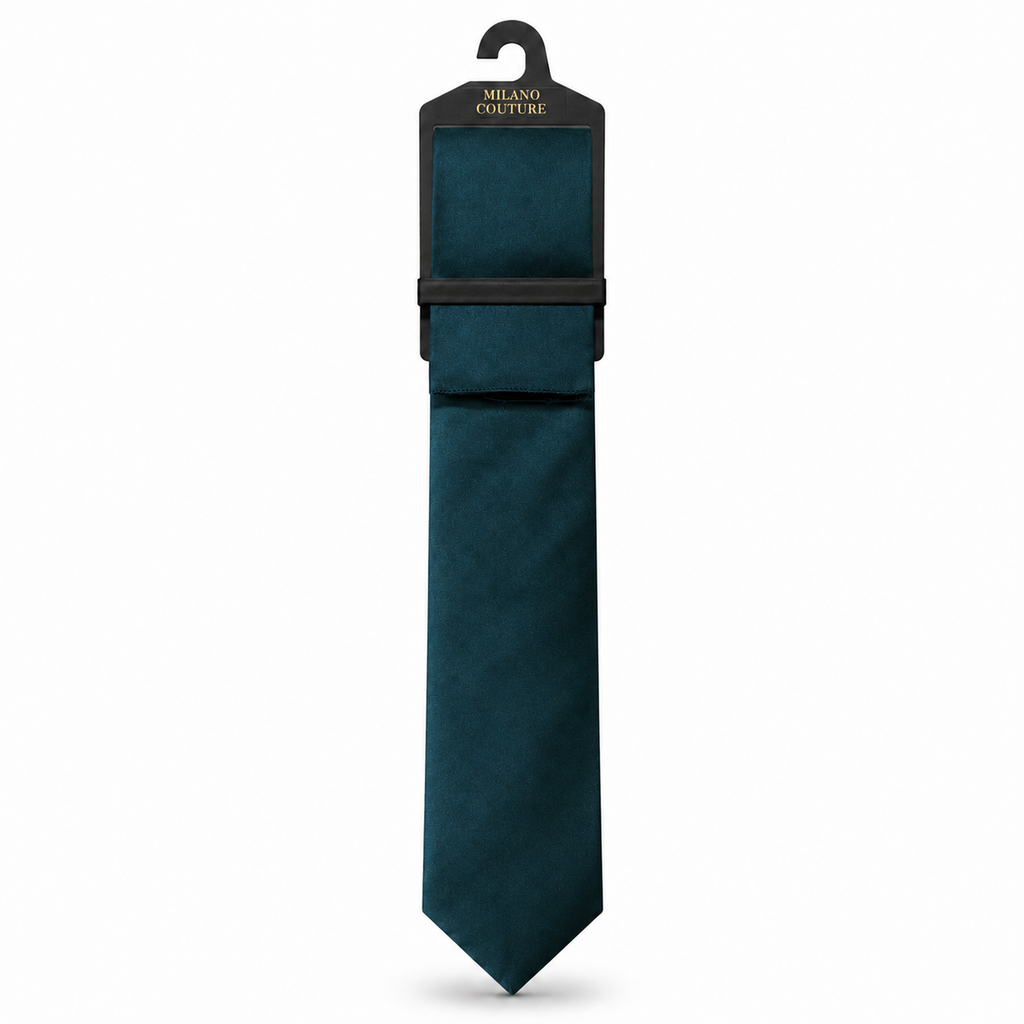 MC Satin - Tie & Pocket Square Set in Teal Blue