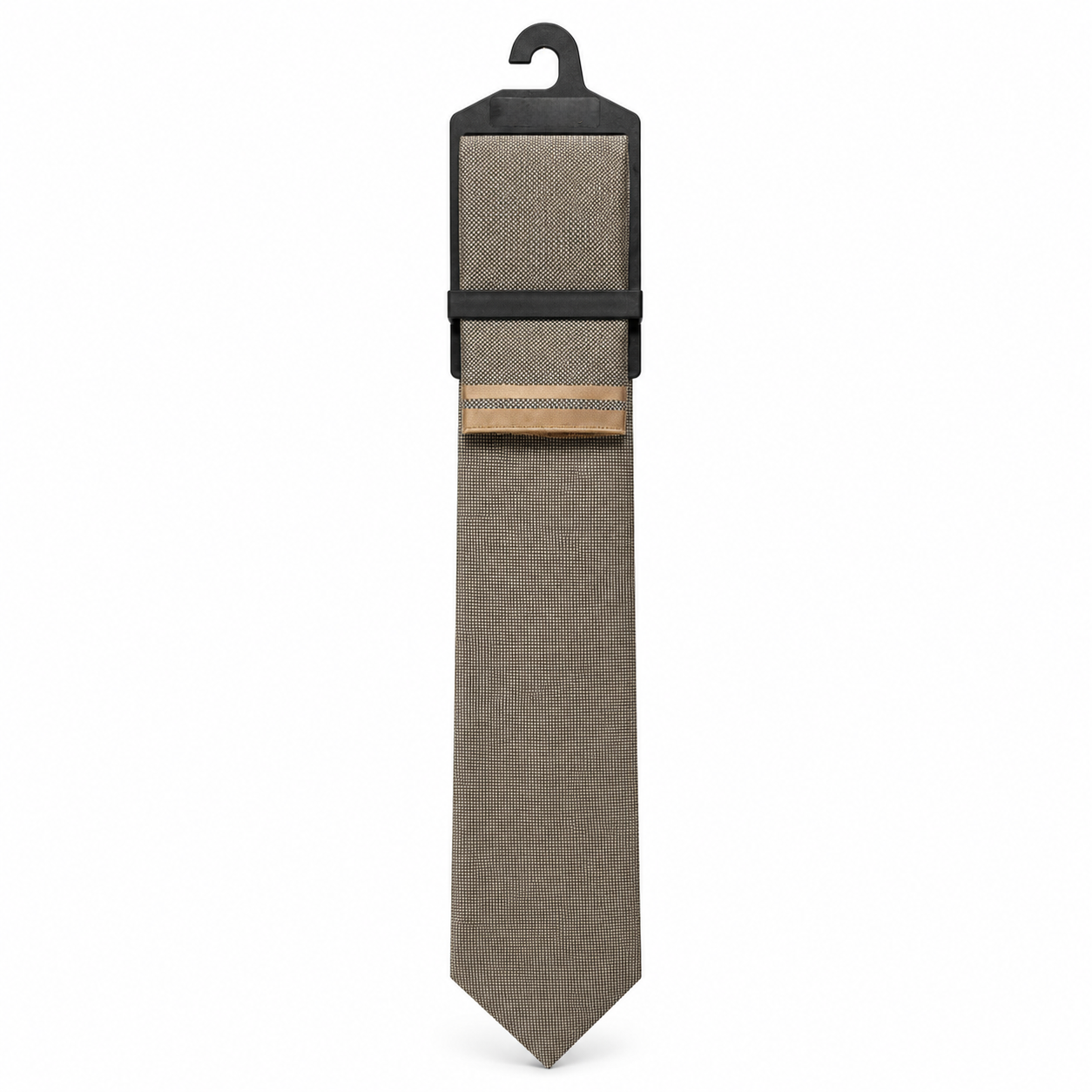 MC Textured - Tie & Pocket Square Set in Beige