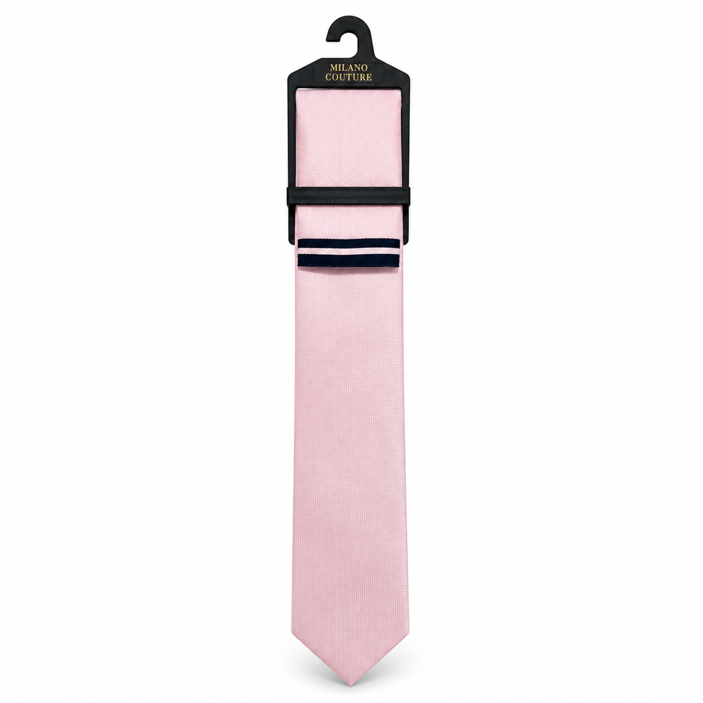 MC Textured - Tie & Pocket Square Set in Light Pink