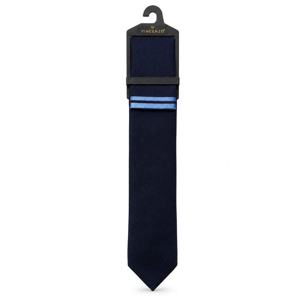 MC Textured - Tie & Pocket Square Set in Navy