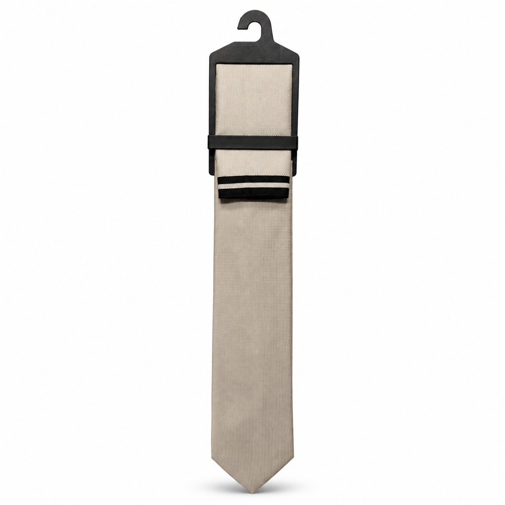 MC Textured - Tie & Pocket Square Set in Stone