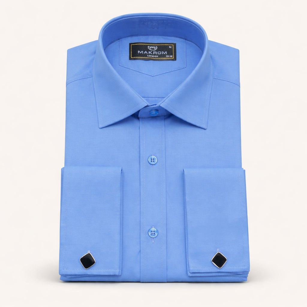 Blue Classic Tapered Fit Double Cuff Shirt