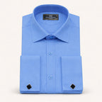 Blue Classic Tapered Fit Double Cuff Shirt
