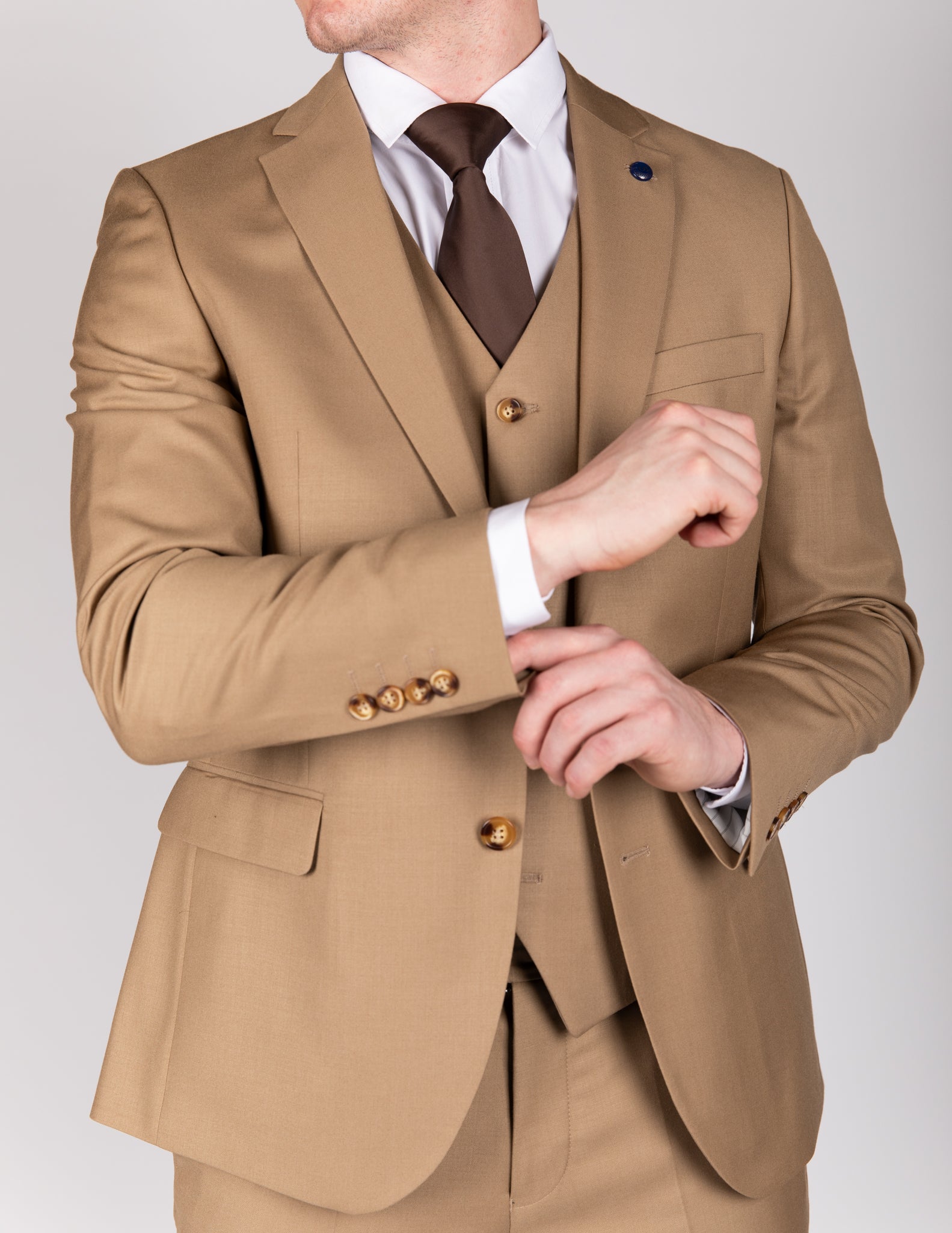 Milano Classic Beige Three Piece Suit