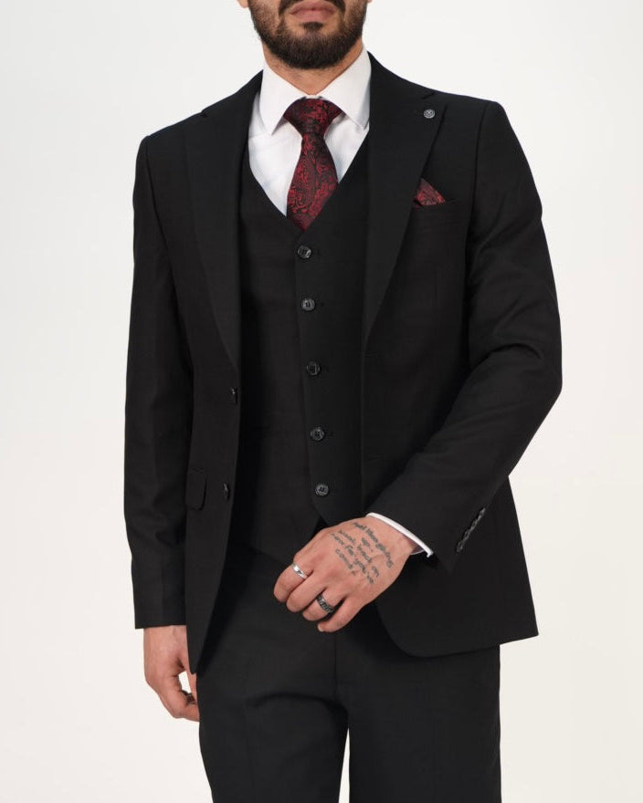 Milano Premium Black Blazer & Waistcoat