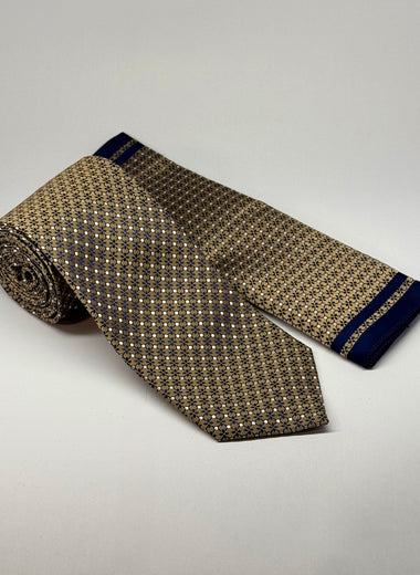 MC Mini Floral - Tie & Pocket Square Set in White & Gold