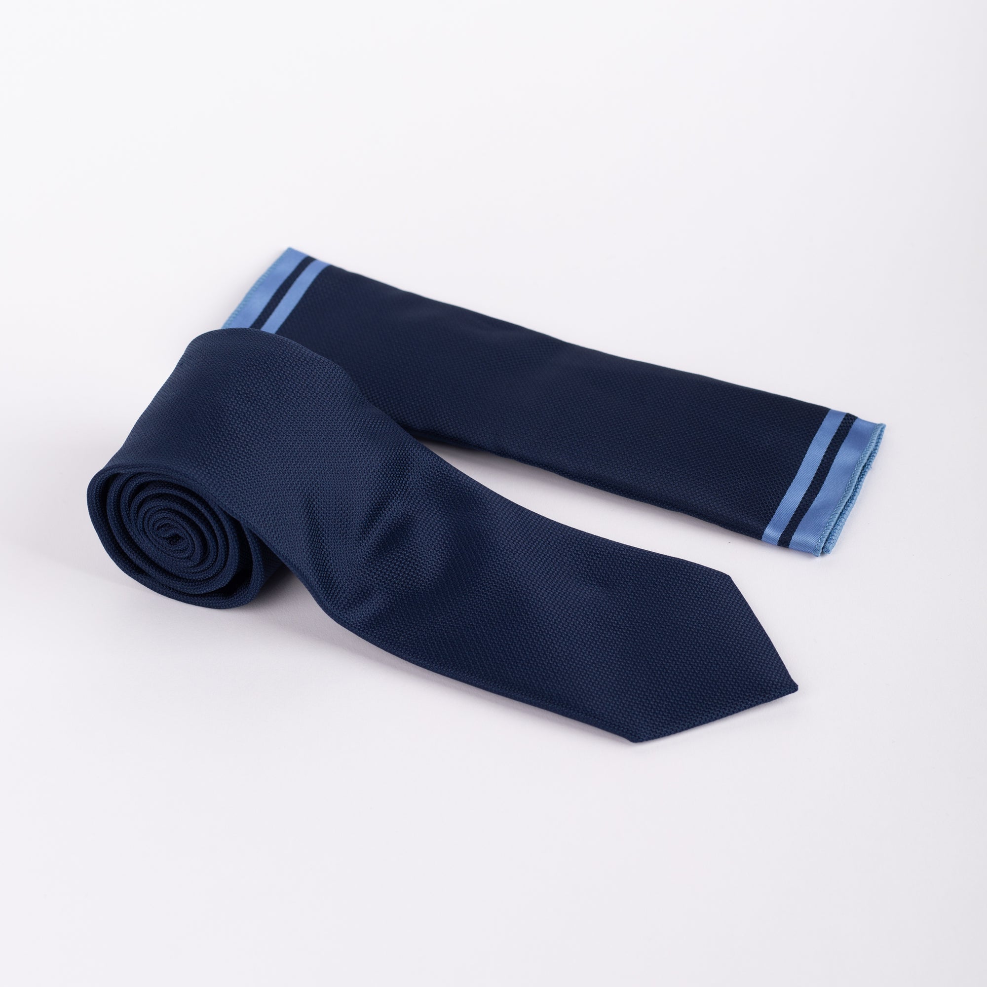 MC Textured - Tie & Pocket Square Set in Navy