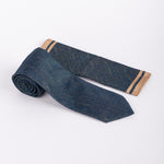 MC Houndstooth - Tie & Pocket Square Set in Navy/Gold