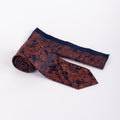MC Floral - Tie & Pocket Square Set in Navy & Orange
