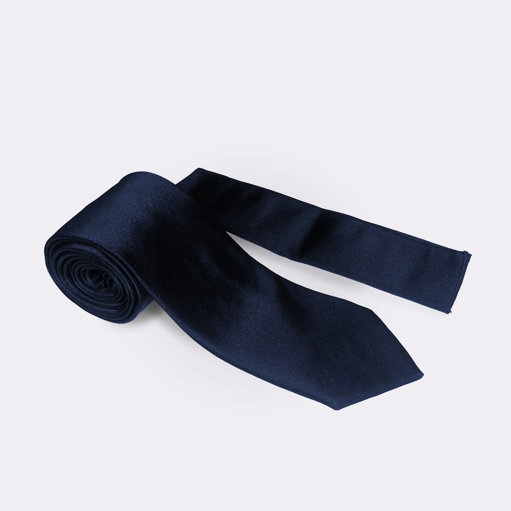 MC Satin - Tie & Pocket Square Set in Navy