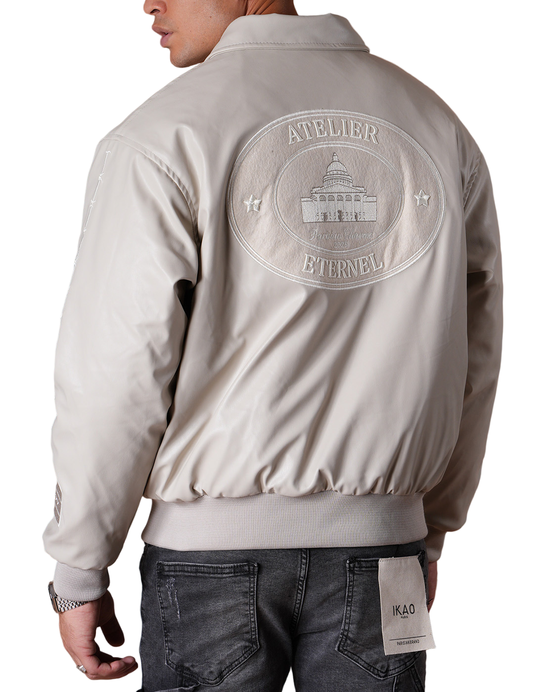 Atelier Patchwork Faux Leather Bomber Jacket