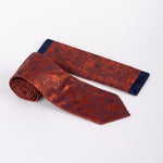 MC Floral - Tie & Pocket Square Set in Orange/Navy