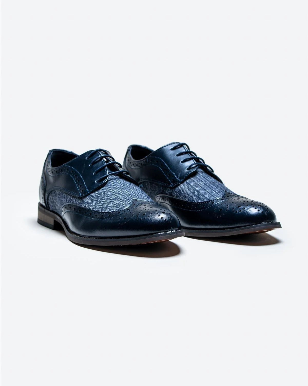 Oliver - Navy Tweed Brogue Shoes