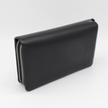 Men's Black Textured Leather Double-Zip Clutch Bag