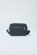 Men's Black Textured Leather Crossbody Bag with Front Zip Pocket