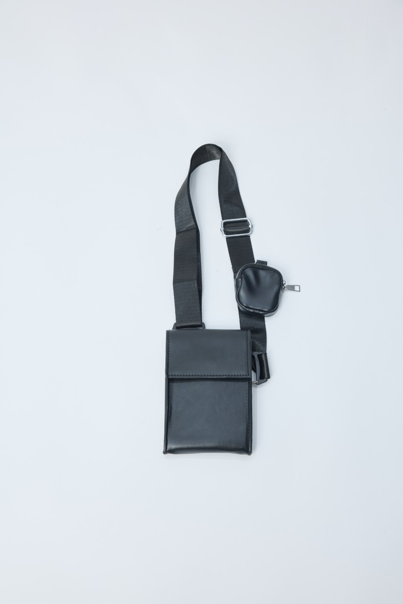 Black Utility Crossbody Sling Bag with Mini Pouch