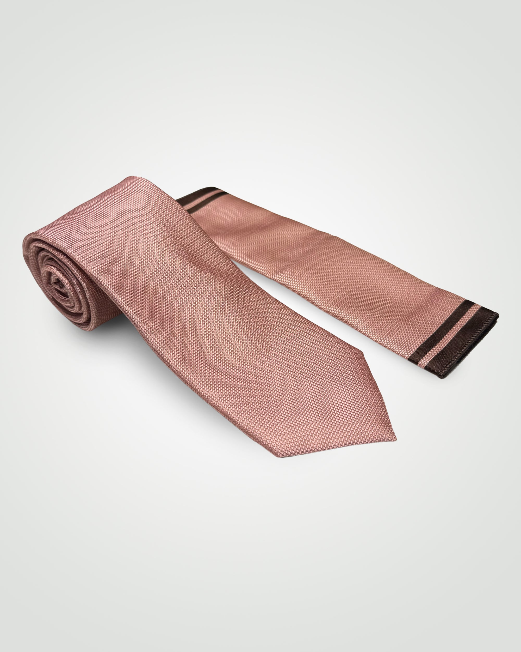 MC Textured - Tie & Pocket Square Set in Pink & Brown