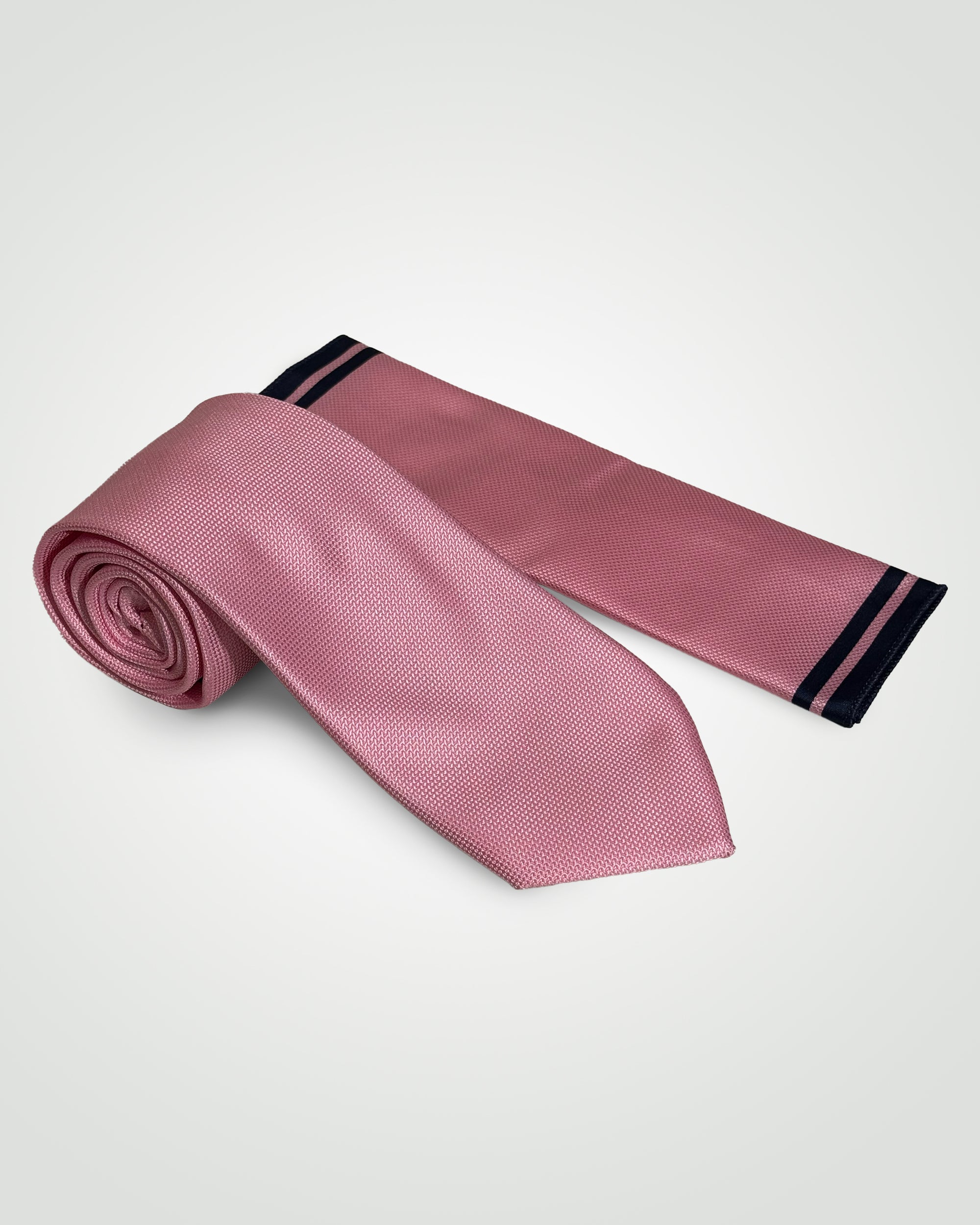 MC Textured - Tie & Pocket Square Set in Pink & Navy