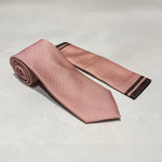 MC Textured - Tie & Pocket Square Set in Pink & Brown