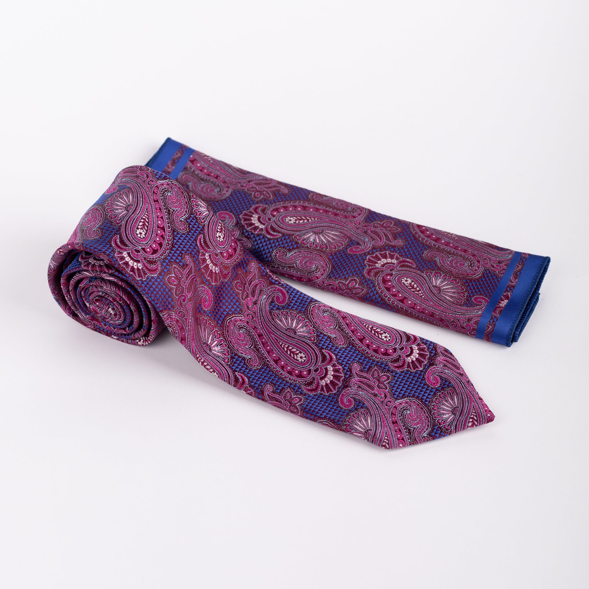 MC Paisley - Tie & Pocket Square Set in Purple & Blue