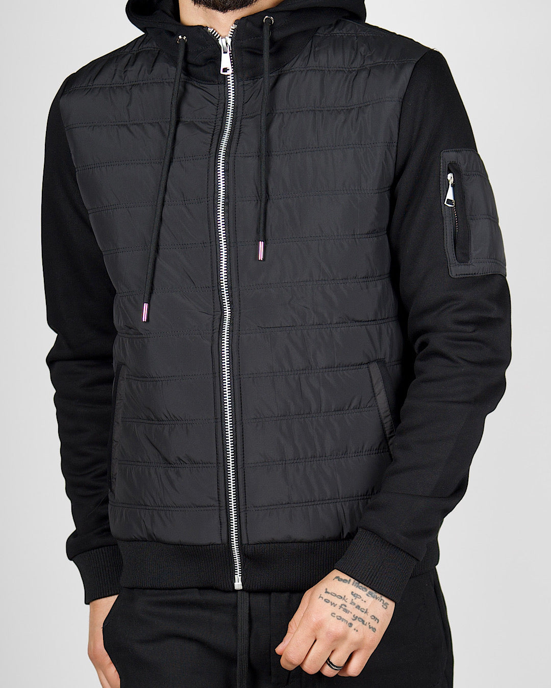 Black Lightweight Padded Hooded Jacket
