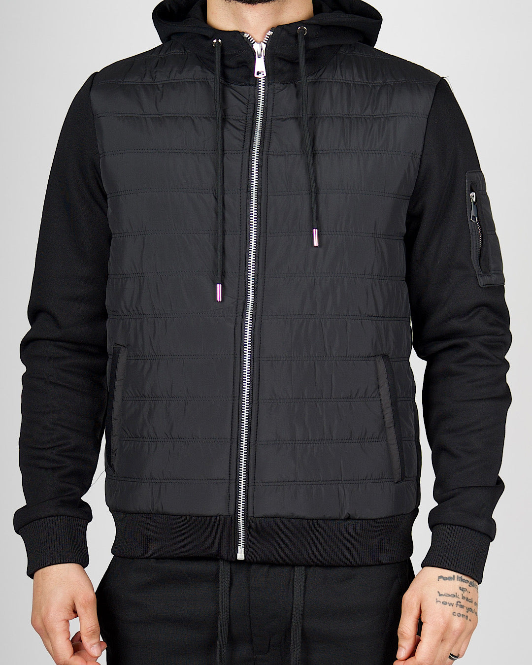 Black Lightweight Padded Hooded Jacket