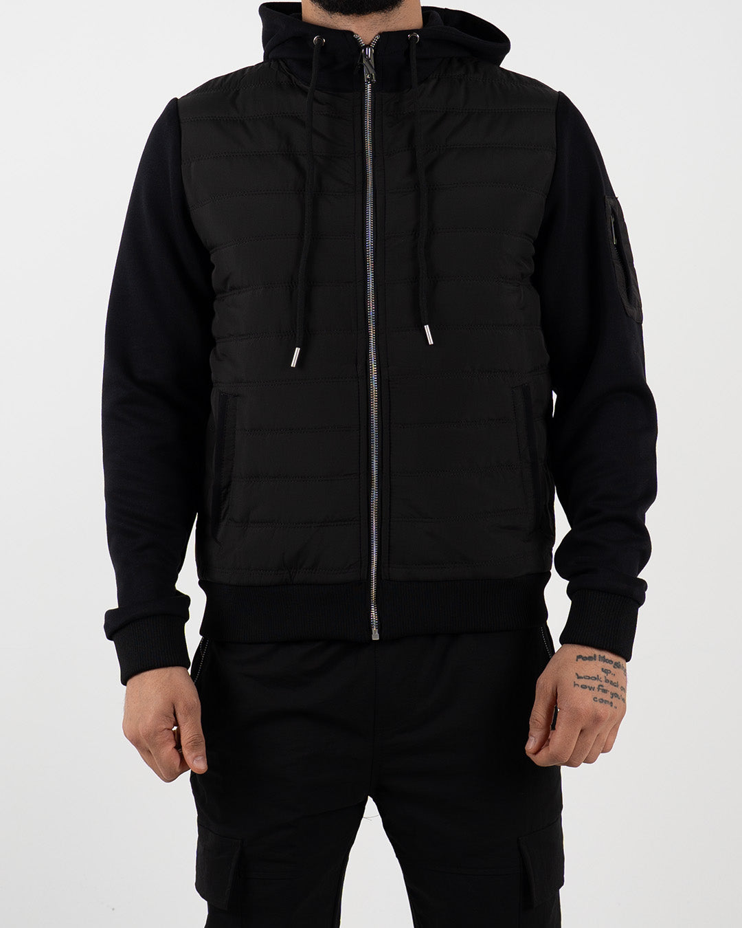 Black Lightweight Padded Hooded Jacket