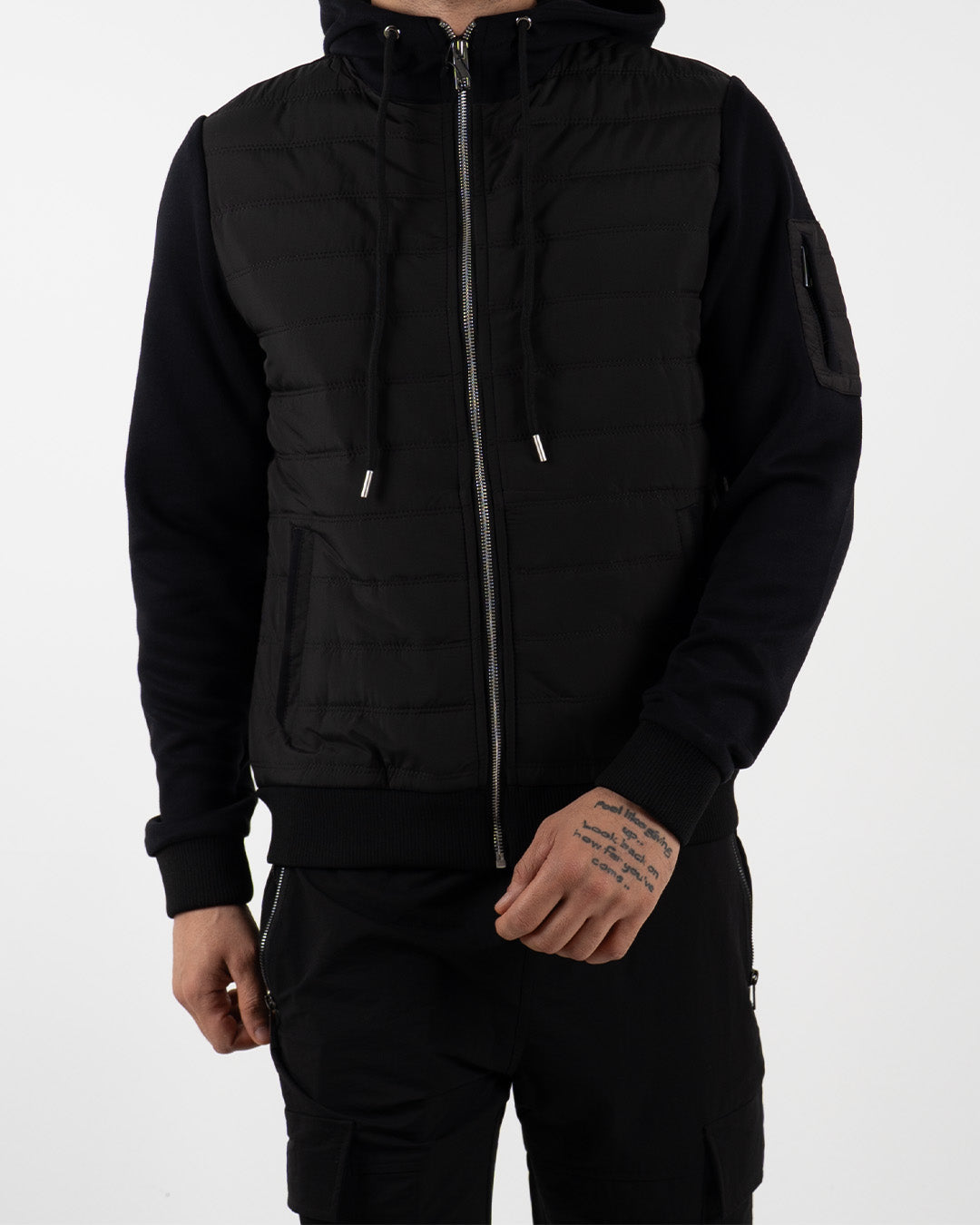 Black Lightweight Padded Hooded Jacket