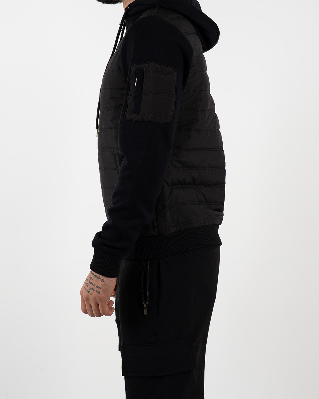 Black Lightweight Padded Hooded Jacket