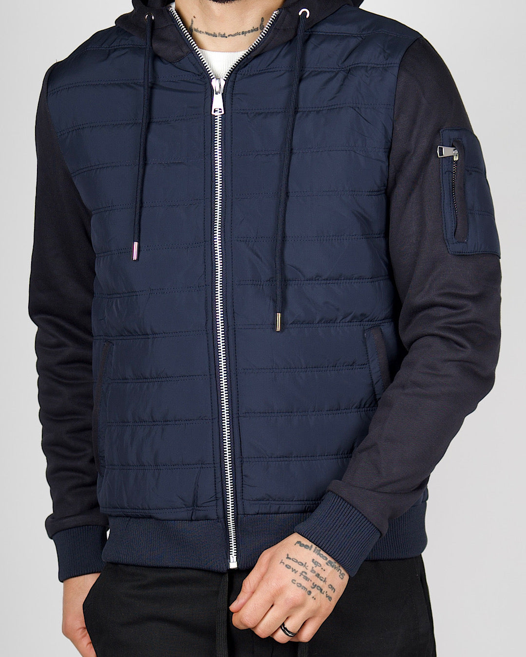 Navy Lightweight Padded Hooded Jacket
