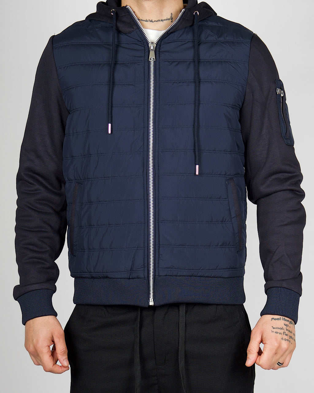 Navy Lightweight Padded Hooded Jacket