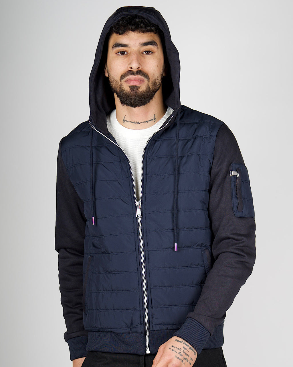 Navy Lightweight Padded Hooded Jacket